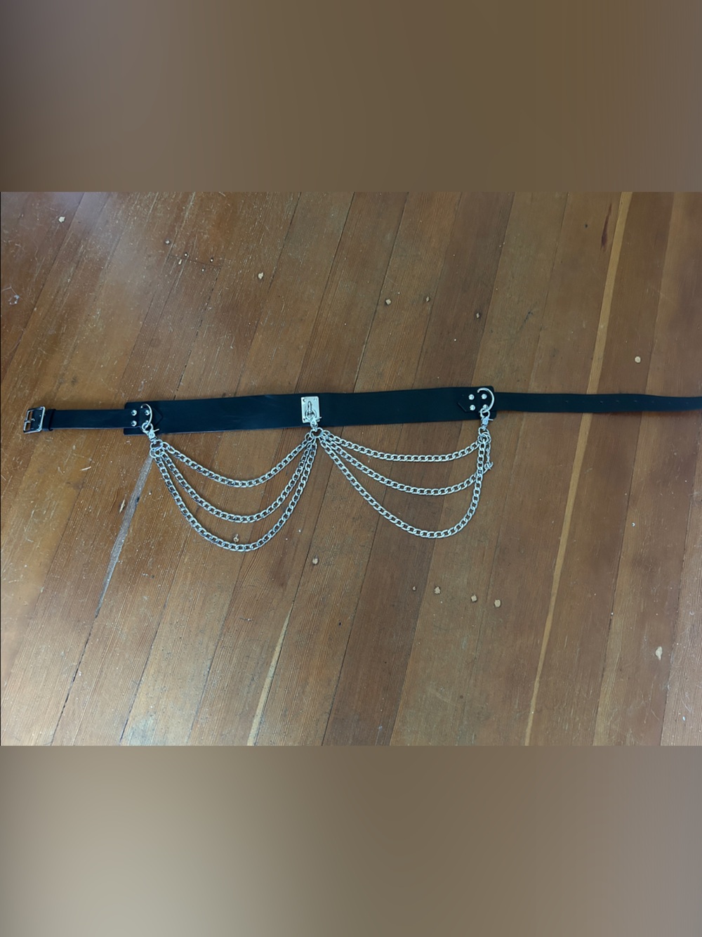 Midnight Hour Black Chain Draped Wide Belt goth industrial whimsycore - Picture 4 of 8